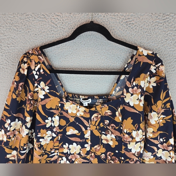 Vigoss Womens Summer Crop Top Long Sleeve Smoked Cuffs Side Zip Floral Browns - Picture 4 of 14